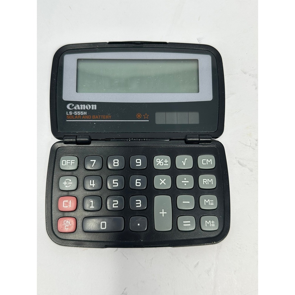 Canon LS555H Handheld Foldable Pocket Calculator Solar And Battery Untested B0